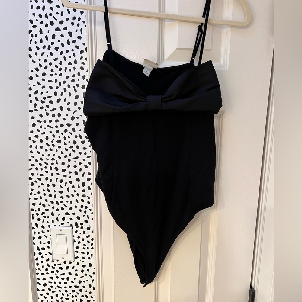 Black bow bodysuit